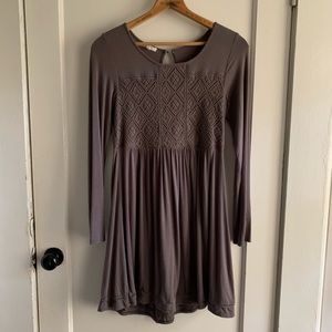 Maurices Gray Boho Long Sleeve Dress